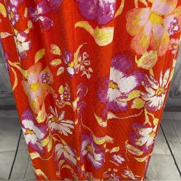 Free People Wisteria Maxi Dress Orange Floral Lightweight Open Back Sleeveless - Picture 9 of 14
